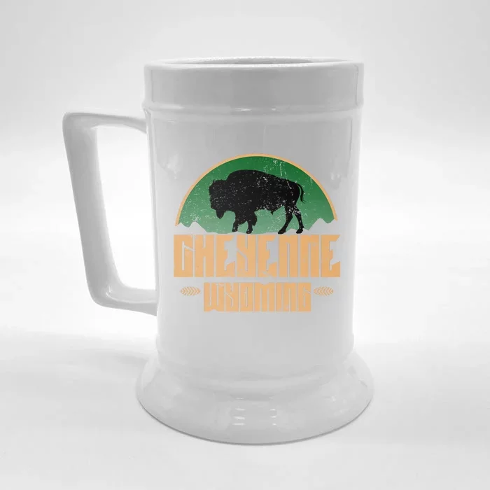 Cheyenne Wyoming WY Buffalo Bison Front & Back Beer Stein