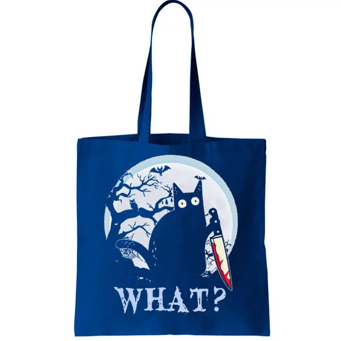 Cat What With Moon Funny Cat Knife Halloween Tote Bag