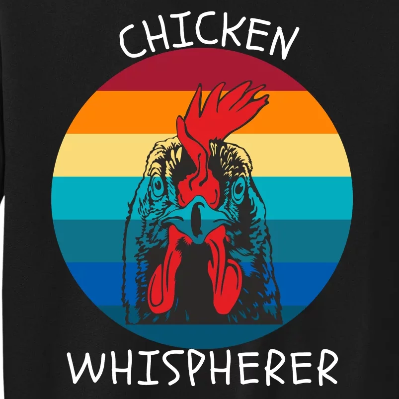 Chicken Whisperer With Retro Sunset Funny Chicken Chicken Lover Farm Animal Tall Sweatshirt