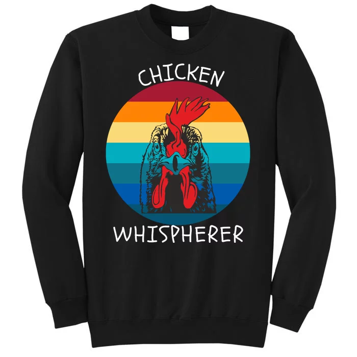 Chicken Whisperer With Retro Sunset Funny Chicken Chicken Lover Farm Animal Tall Sweatshirt