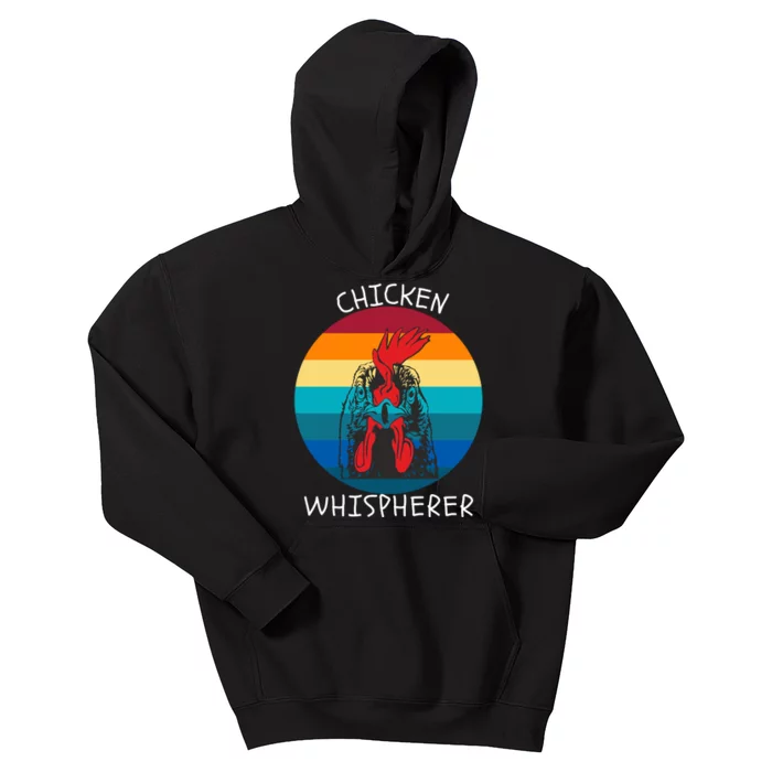 Chicken Whisperer With Retro Sunset Funny Chicken Chicken Lover Farm Animal Kids Hoodie