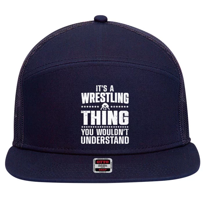 Cool Wrestling Wrestler Coach Wrestle Sports 7 Panel Mesh Trucker Snapback Hat