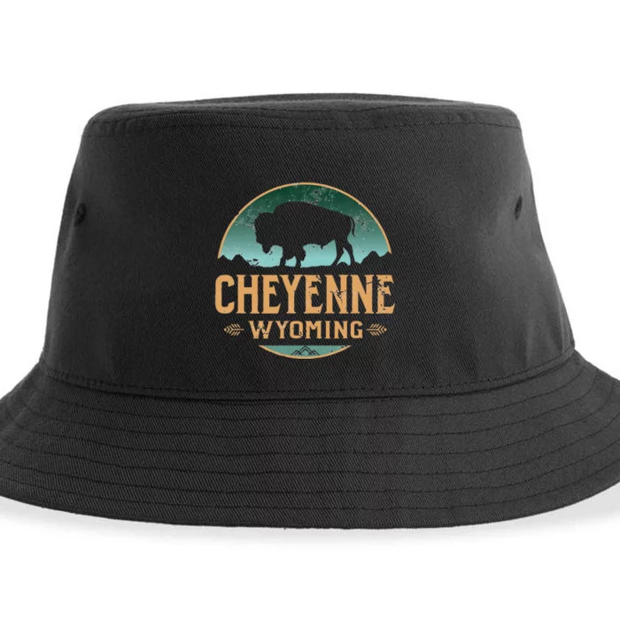 Cheyenne Wyoming WY Buffalo Bison Sustainable Bucket Hat