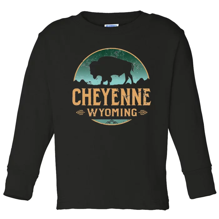 Cheyenne Wyoming WY Buffalo Bison Toddler Long Sleeve Shirt