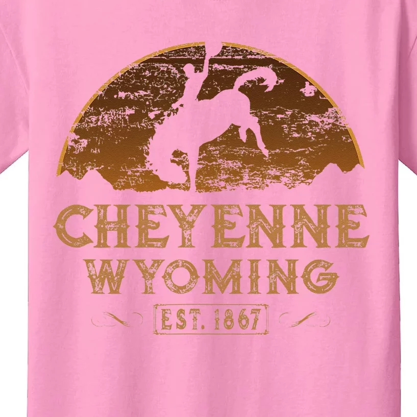 Cheyenne Wyoming WY Rodeo Cowboy Kids T-Shirt