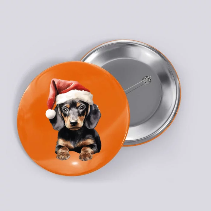 Christmas Winter Wiener & Dachshund Santa Gift Button