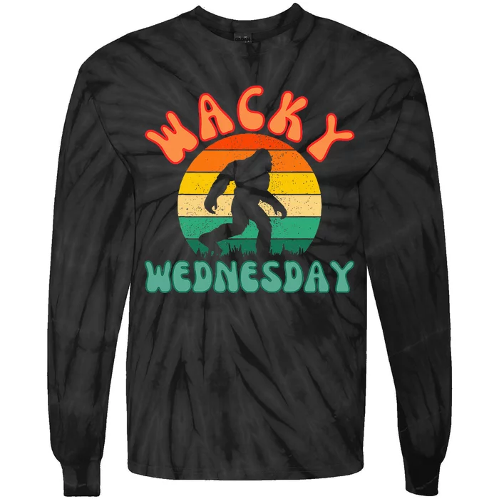 Classic Wacky Wednesday Funny Bigfoot Mismatch Tie-Dye Long Sleeve Shirt