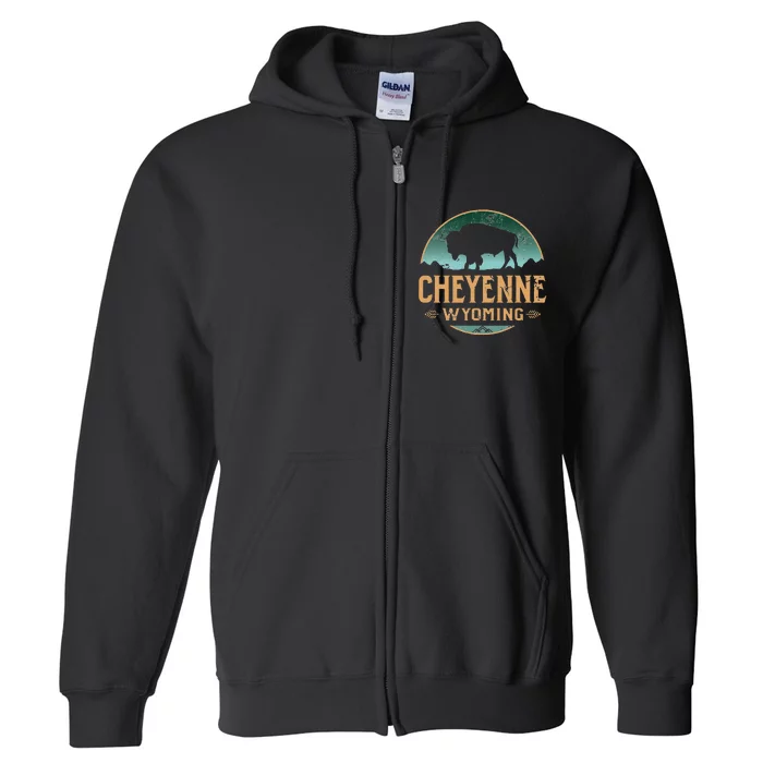 Cheyenne Wyoming WY Buffalo Bison Full Zip Hoodie