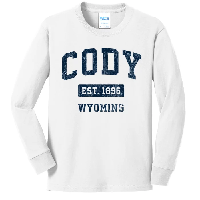 Cody Wyoming Wy Vintage Sports Established Kids Long Sleeve Shirt