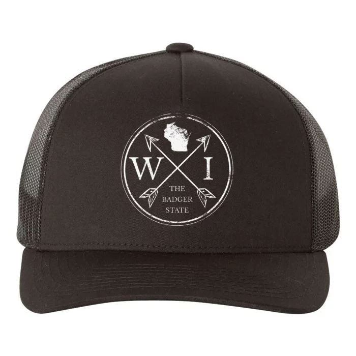 Cute Wisconsin Wi The Badger State Map Wisconsin Yupoong Adult 5-Panel Trucker Hat