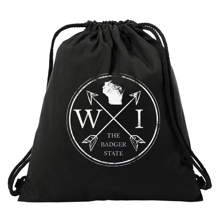 Cute Wisconsin Wi The Badger State Map Wisconsin Drawstring Bag