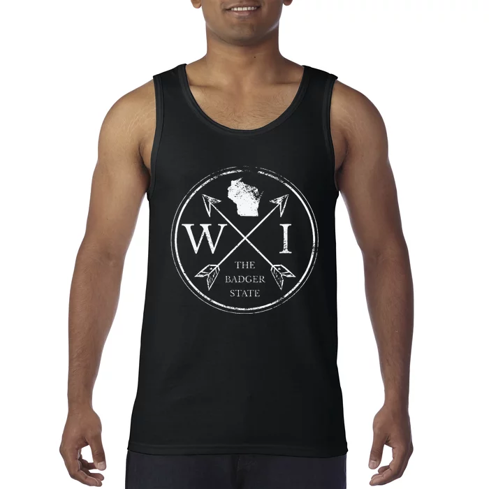 Cute Wisconsin Wi The Badger State Map Wisconsin Tank Top