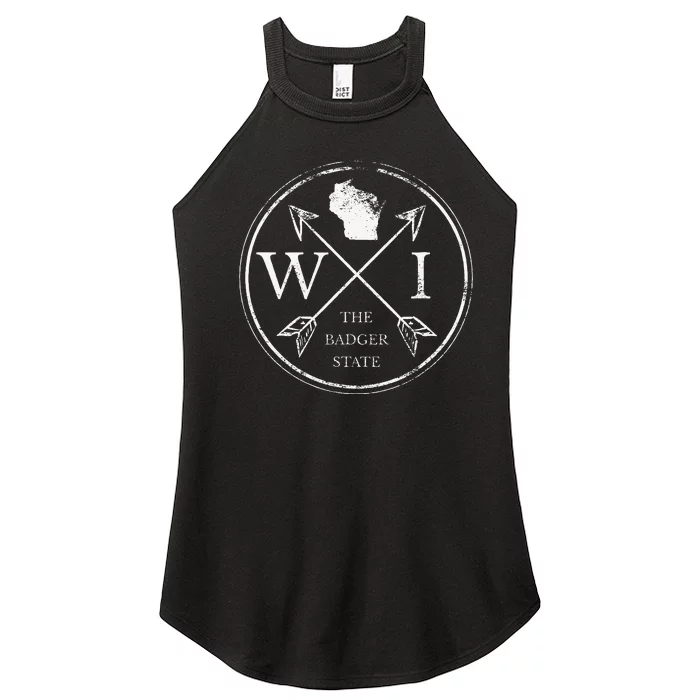 Cute Wisconsin Wi The Badger State Map Wisconsin Women’s Perfect Tri Rocker Tank