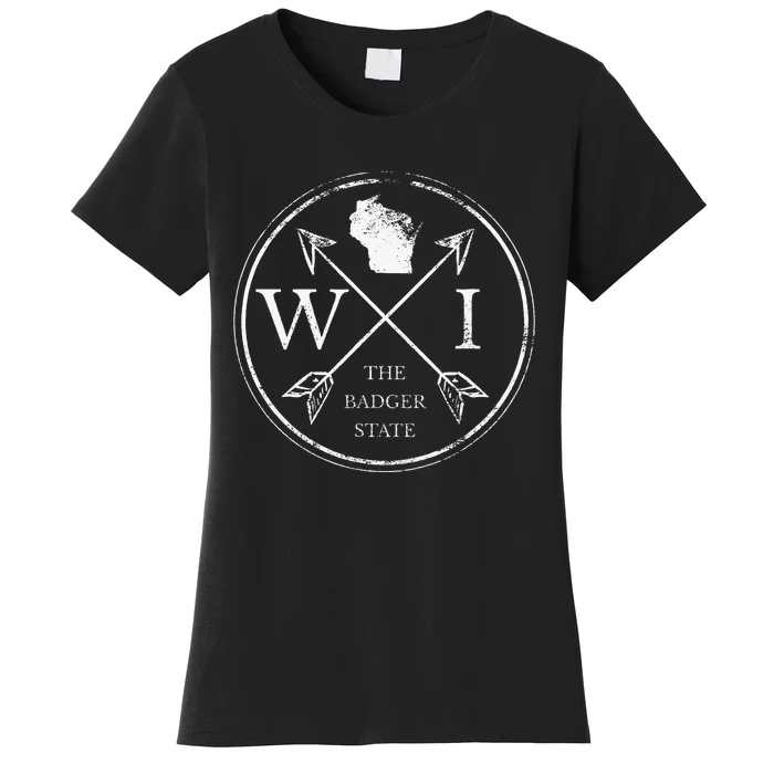 Cute Wisconsin Wi The Badger State Map Wisconsin Women's T-Shirt