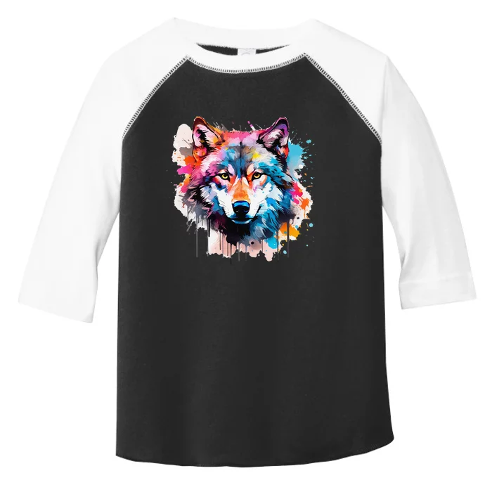 Cool Wolf Watercolor Art Toddler Fine Jersey T-Shirt