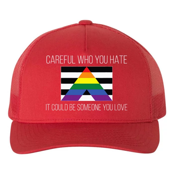 Careful Who You Hate Straight Ally Flag Yupoong Adult 5-Panel Trucker Hat