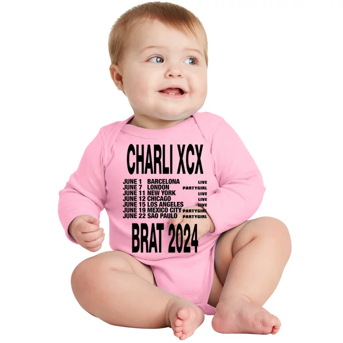 Charli Xcx Brat 2024 June Barcelona June 7 London Baby Long Sleeve Bodysuit