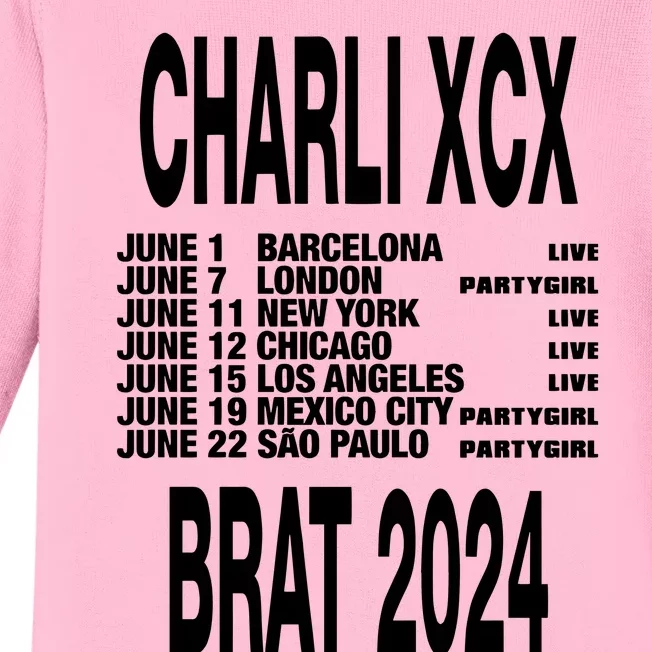 Charli Xcx Brat 2024 June Barcelona June 7 London Baby Long Sleeve Bodysuit