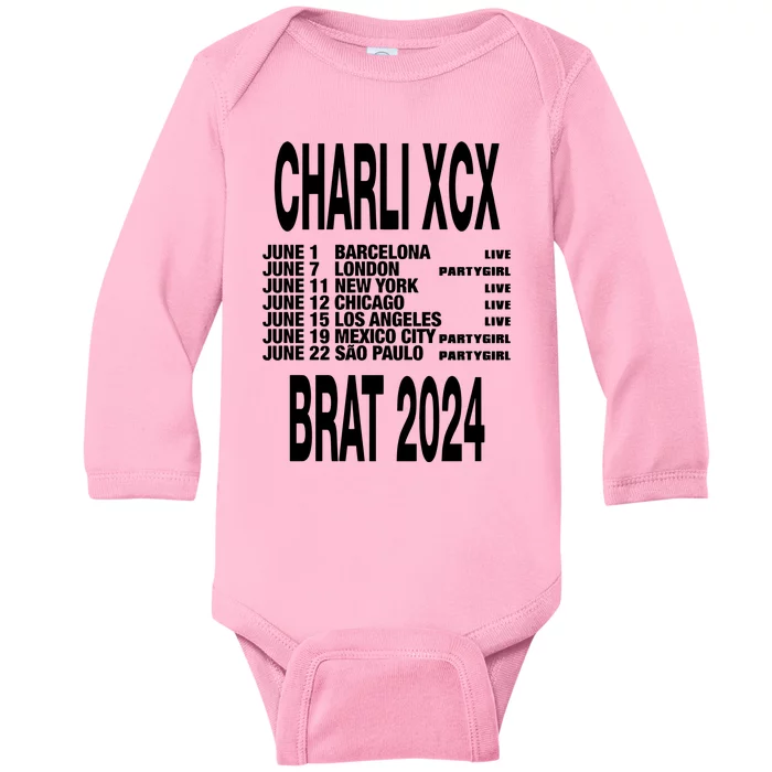 Charli Xcx Brat 2024 June Barcelona June 7 London Baby Long Sleeve Bodysuit