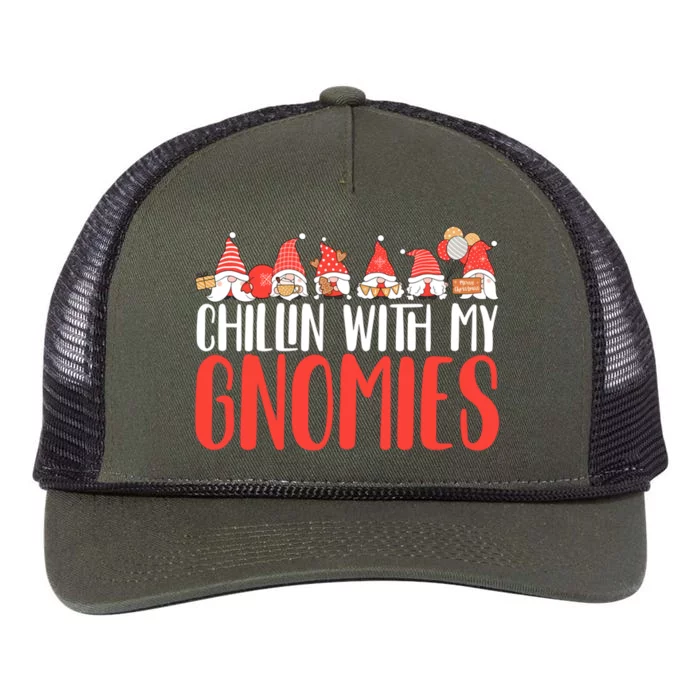 Christmas Xmas Chillin With My Gnomies Gift Retro Rope Trucker Hat Cap