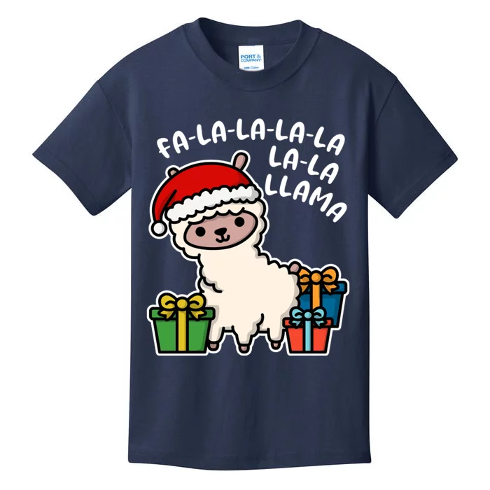 Christmas Xmas Day Fa La Llama Kawaii Funny Kids T-Shirt