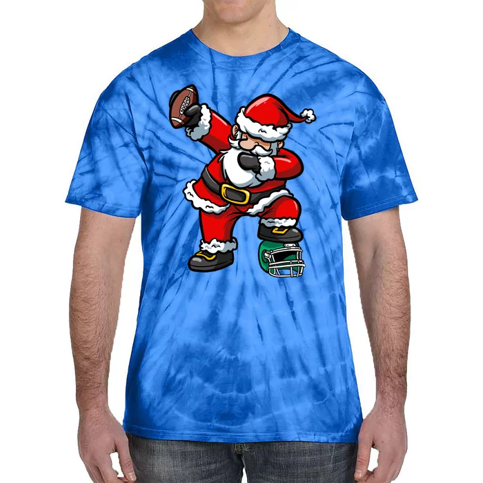 Christmas Xmas Dabbing Santa Claus Football Gift Tie-Dye T-Shirt