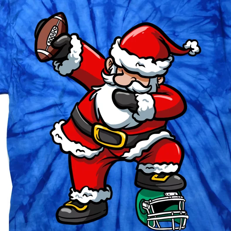 Christmas Xmas Dabbing Santa Claus Football Gift Tie-Dye T-Shirt