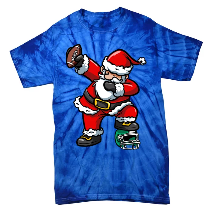 Christmas Xmas Dabbing Santa Claus Football Gift Tie-Dye T-Shirt