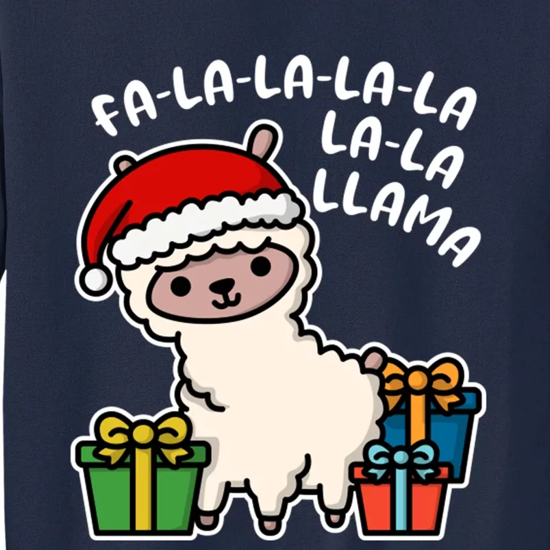 Christmas Xmas Day Fa La Llama Kawaii Funny Design Tall Sweatshirt