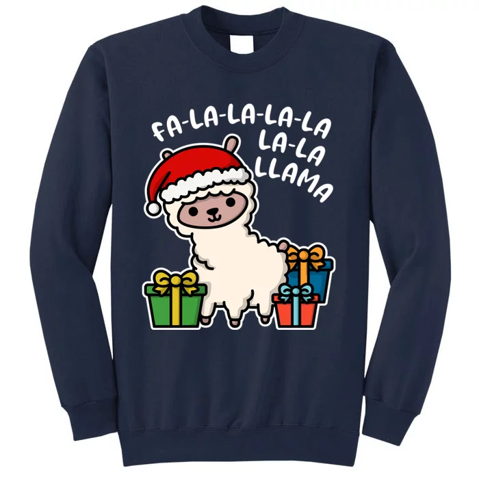 Christmas Xmas Day Fa La Llama Kawaii Funny Design Tall Sweatshirt