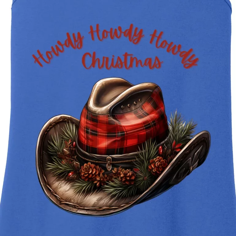 Christmas Xmas Howdy Howdy Howdy Christmas Cow Boots Funny Gift Ladies Essential Tank