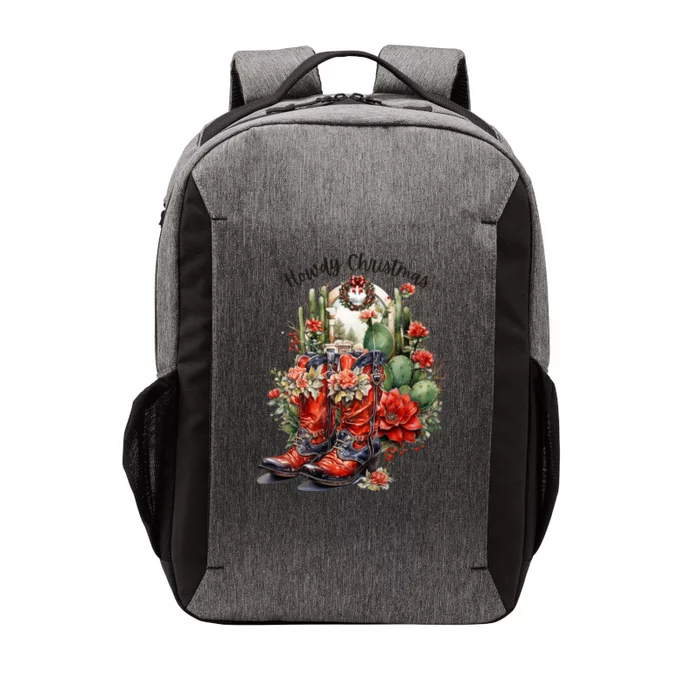 Christmas Xmas Howdy Christmas Black Cow Boots Gift Vector Backpack