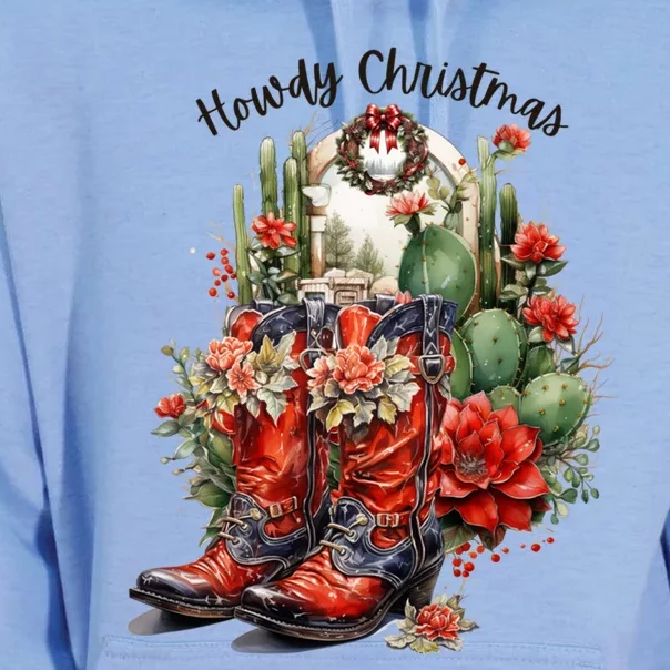 Christmas Xmas Howdy Christmas Black Cow Boots Gift Unisex Surf Hoodie