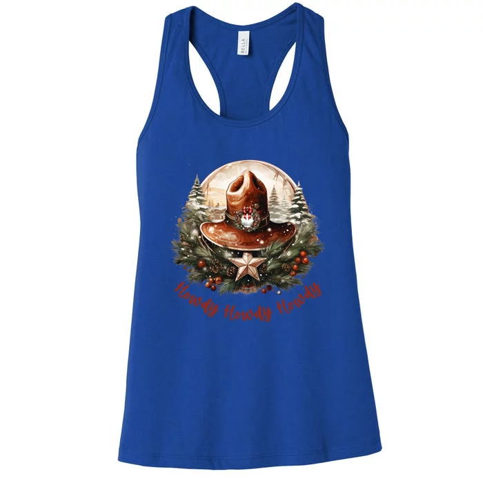 Christmas Xmas Howdy Howdy Howdy Star Cool Gift Women's Racerback Tank