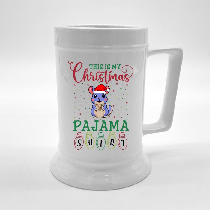 Chinchilla Xmas Light Funny This Is My Christmas Pajama Great Gift Front & Back Beer Stein