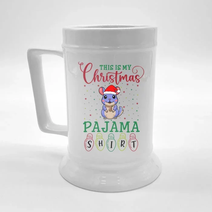 Chinchilla Xmas Light Funny This Is My Christmas Pajama Great Gift Front & Back Beer Stein