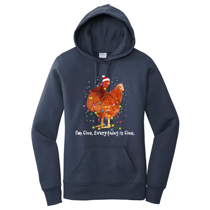 Chicken Xmas Lights I'm Fine Everything Is Fine Christmas Women's Pullover Hoodie