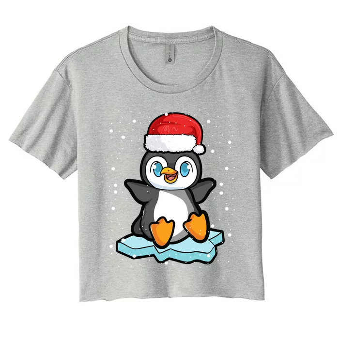 Christmas Xmas Penguin Snowflakes Santa Family Apparel Great Gift Women's Crop Top Tee