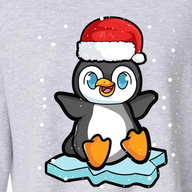 Christmas Xmas Penguin Snowflakes Santa Family Apparel Great Gift Cropped Pullover Crew