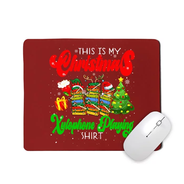 Christmas Xylophone Playing Three Santa Elf Xylophones Mousepad