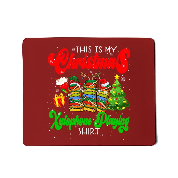 Christmas Xylophone Playing Three Santa Elf Xylophones Mousepad