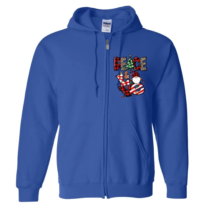 Cute Xmas Peace And Love Gnome Christmas Gnome Meaningful Gift Full Zip Hoodie