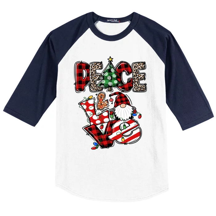 Cute Xmas Peace And Love Gnome Christmas Gnome Meaningful Gift Baseball Sleeve Shirt