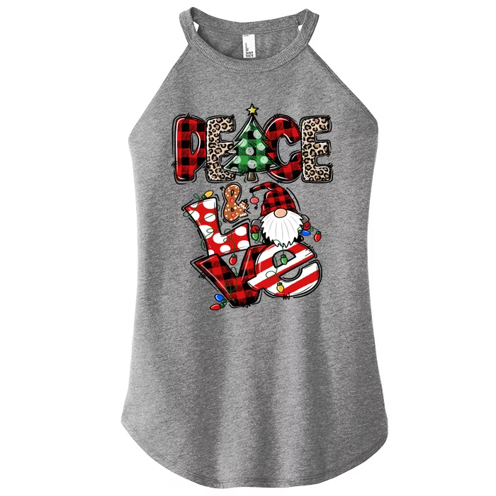 Cute Xmas Peace And Love Gnome Christmas Gnome Meaningful Gift Women’s Perfect Tri Rocker Tank