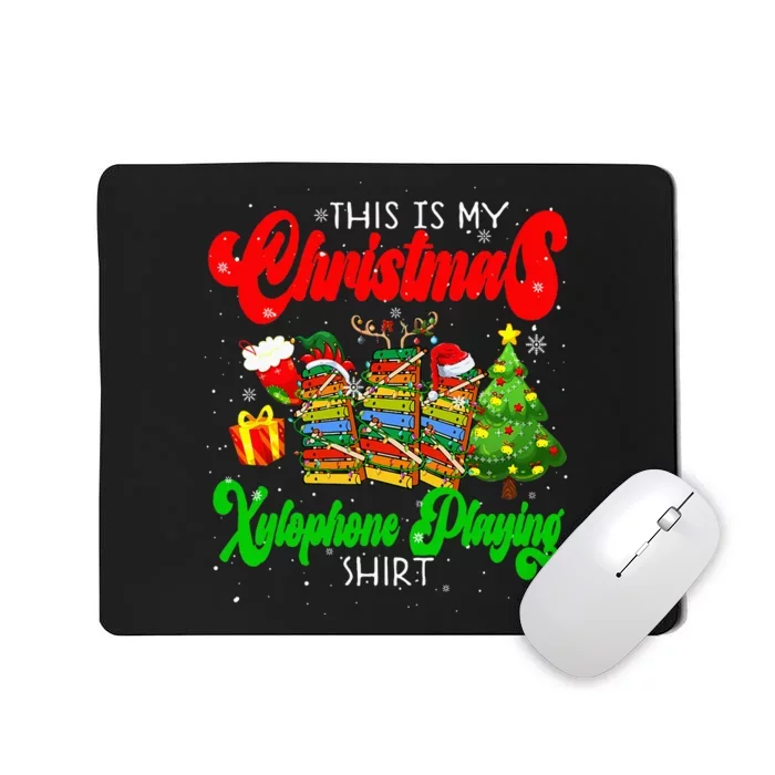 Christmas Xylophone Playing Three Santa Elf Xylophones Mousepad