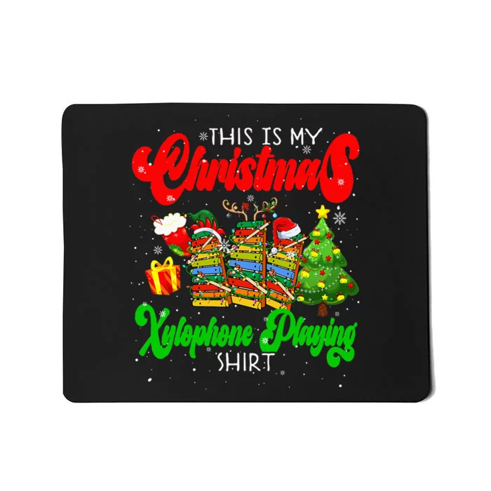 Christmas Xylophone Playing Three Santa Elf Xylophones Mousepad