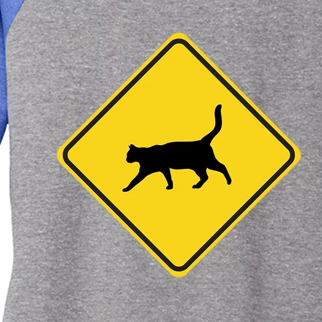 Cat Xing Sign Graphic Crossing Symbol Great Gift Great Gift Women's Tri-Blend 3/4-Sleeve Raglan Shirt