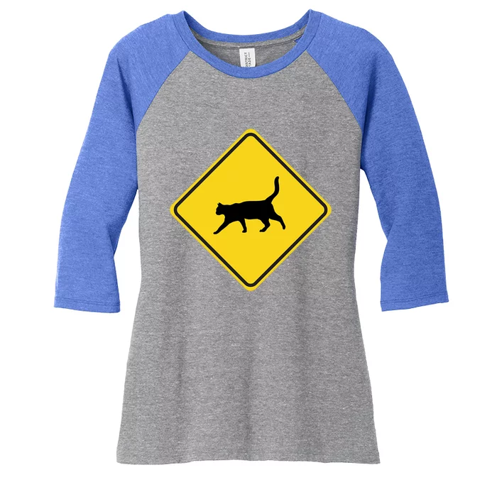 Cat Xing Sign Graphic Crossing Symbol Great Gift Great Gift Women's Tri-Blend 3/4-Sleeve Raglan Shirt