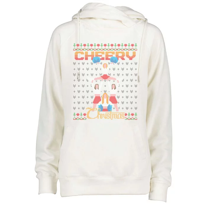 Cheerleader Xmas Ugly Christmas Gift Cheery Christmas Womens Funnel Neck Pullover Hood