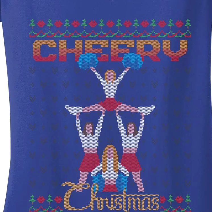 Cheerleader Xmas Ugly Christmas Gift Cheery Christmas Women's V-Neck T-Shirt